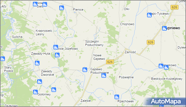 mapa Nowe Gąsewo, Nowe Gąsewo na mapie Targeo