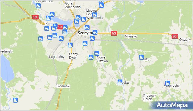 mapa Nowe Gizewo, Nowe Gizewo na mapie Targeo