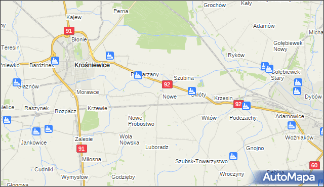 mapa Nowe gmina Krośniewice, Nowe gmina Krośniewice na mapie Targeo