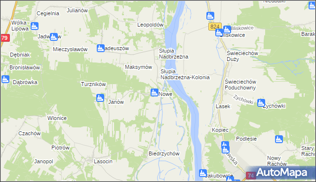 mapa Nowe gmina Ożarów, Nowe gmina Ożarów na mapie Targeo