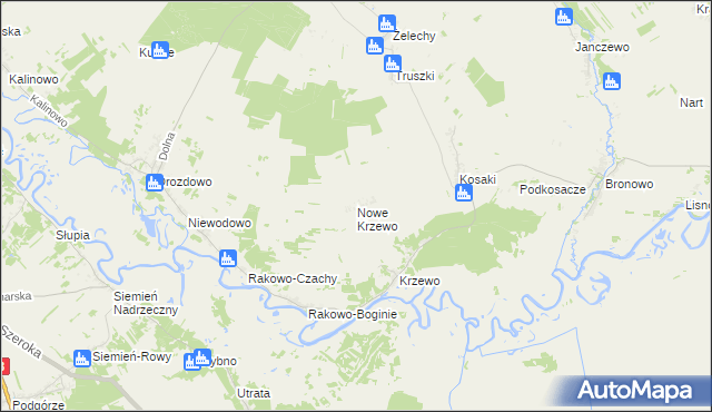 mapa Nowe Krzewo gmina Piątnica, Nowe Krzewo gmina Piątnica na mapie Targeo