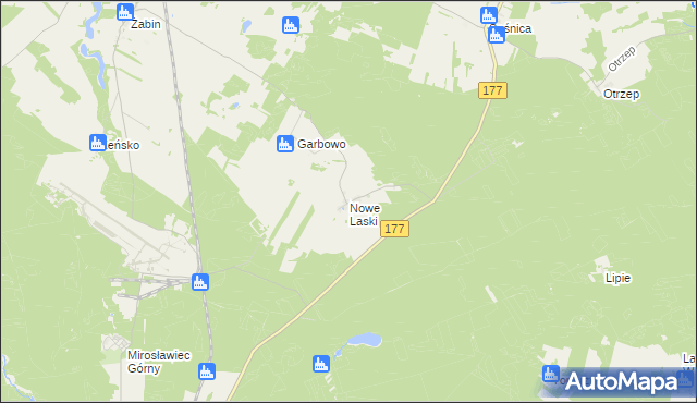 mapa Nowe Laski, Nowe Laski na mapie Targeo
