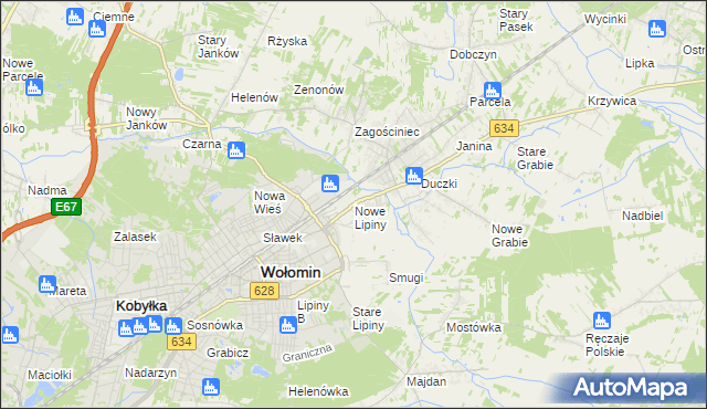 mapa Nowe Lipiny, Nowe Lipiny na mapie Targeo