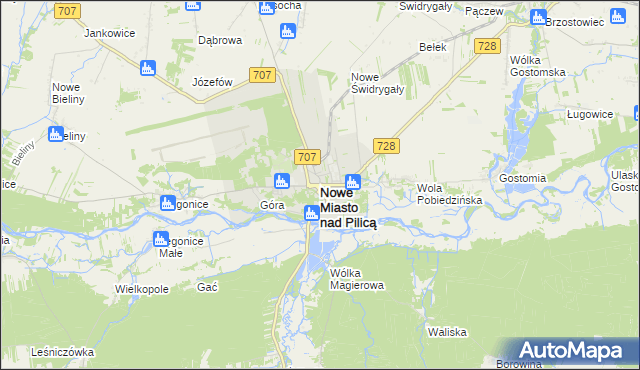 mapa Nowe Miasto nad Pilicą, Nowe Miasto nad Pilicą na mapie Targeo