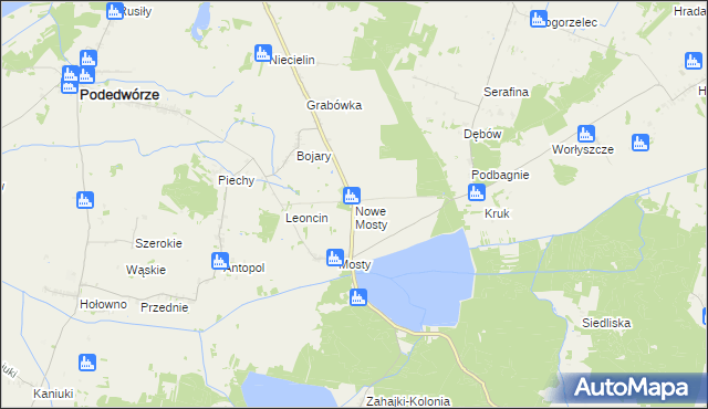 mapa Nowe Mosty gmina Podedwórze, Nowe Mosty gmina Podedwórze na mapie Targeo