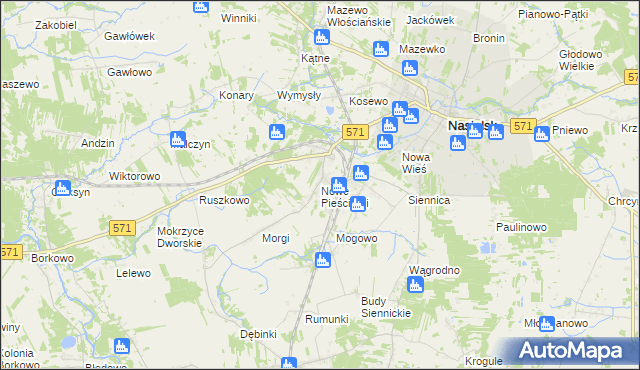 mapa Nowe Pieścirogi, Nowe Pieścirogi na mapie Targeo