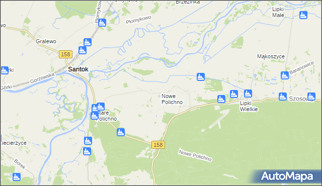 mapa Nowe Polichno, Nowe Polichno na mapie Targeo