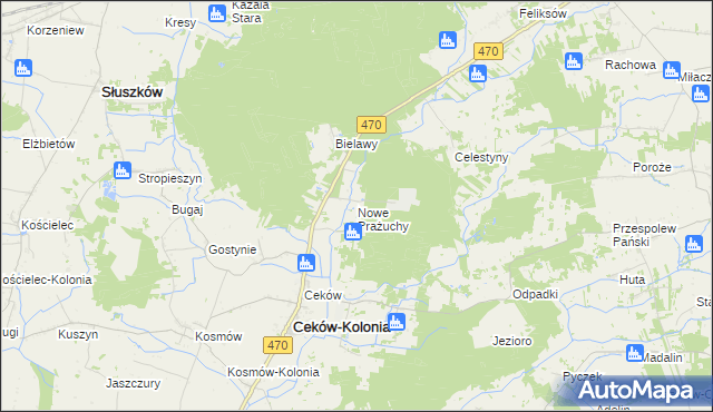 mapa Nowe Prażuchy, Nowe Prażuchy na mapie Targeo