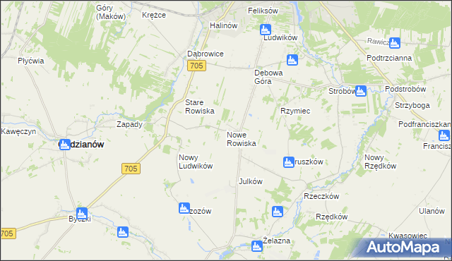 mapa Nowe Rowiska, Nowe Rowiska na mapie Targeo
