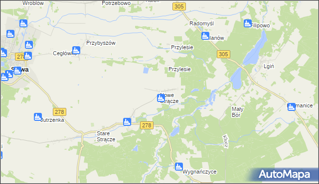 mapa Nowe Strącze, Nowe Strącze na mapie Targeo