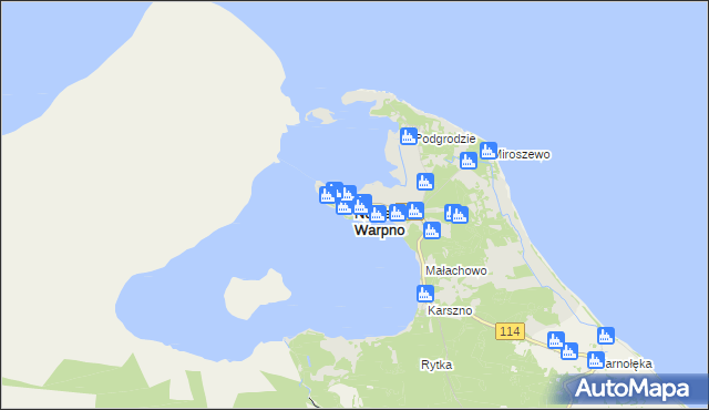 mapa Nowe Warpno, Nowe Warpno na mapie Targeo