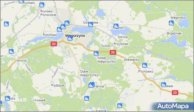 mapa Nowe Węgorzynko, Nowe Węgorzynko na mapie Targeo