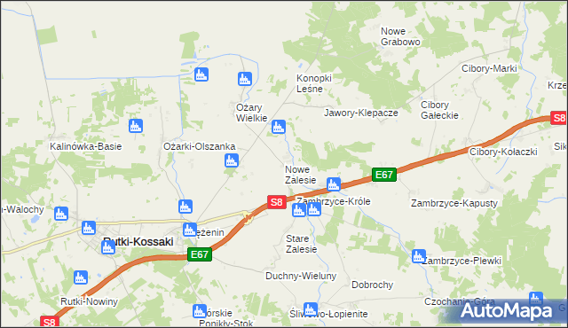 mapa Nowe Zalesie gmina Rutki, Nowe Zalesie gmina Rutki na mapie Targeo