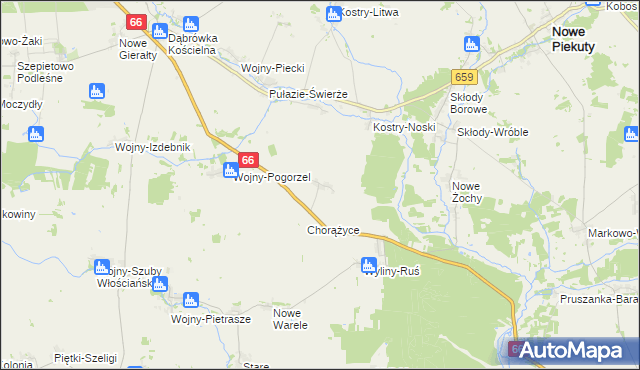 mapa Nowe Zalesie gmina Szepietowo, Nowe Zalesie gmina Szepietowo na mapie Targeo