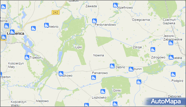 mapa Nowina gmina Łobżenica, Nowina gmina Łobżenica na mapie Targeo