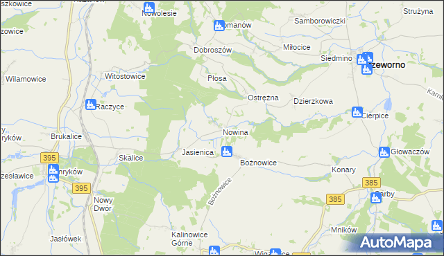 mapa Nowina gmina Ziębice, Nowina gmina Ziębice na mapie Targeo