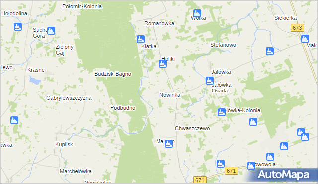 mapa Nowinka gmina Sidra, Nowinka gmina Sidra na mapie Targeo