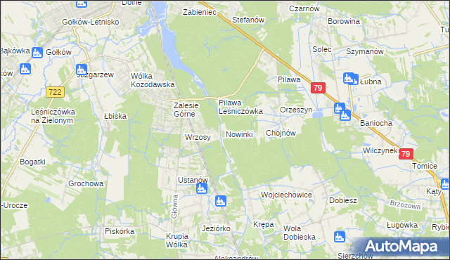 mapa Nowinki gmina Piaseczno, Nowinki gmina Piaseczno na mapie Targeo