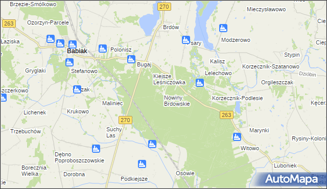 mapa Nowiny Brdowskie, Nowiny Brdowskie na mapie Targeo