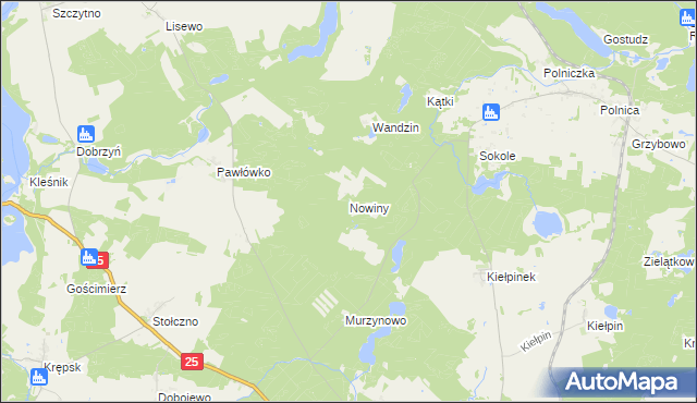 mapa Nowiny gmina Przechlewo, Nowiny gmina Przechlewo na mapie Targeo