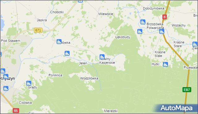 mapa Nowiny Kasjerskie, Nowiny Kasjerskie na mapie Targeo