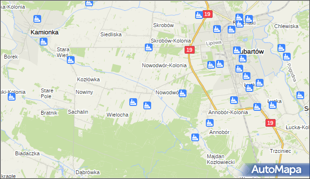 mapa Nowodwór gmina Lubartów, Nowodwór gmina Lubartów na mapie Targeo