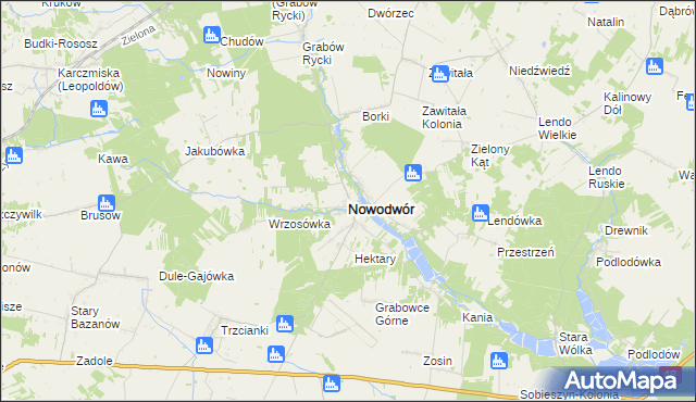 mapa Nowodwór powiat rycki, Nowodwór powiat rycki na mapie Targeo