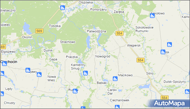 mapa Nowogród gmina Golub-Dobrzyń, Nowogród gmina Golub-Dobrzyń na mapie Targeo