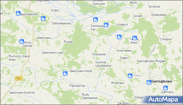 mapa Nowopole gmina Siemiątkowo, Nowopole gmina Siemiątkowo na mapie Targeo