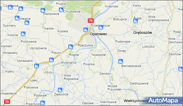 mapa Nowopole gmina Wietrzychowice, Nowopole gmina Wietrzychowice na mapie Targeo