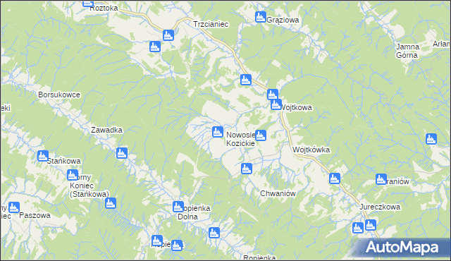 mapa Nowosielce Kozickie, Nowosielce Kozickie na mapie Targeo