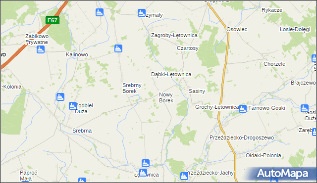 mapa Nowy Borek gmina Zambrów, Nowy Borek gmina Zambrów na mapie Targeo