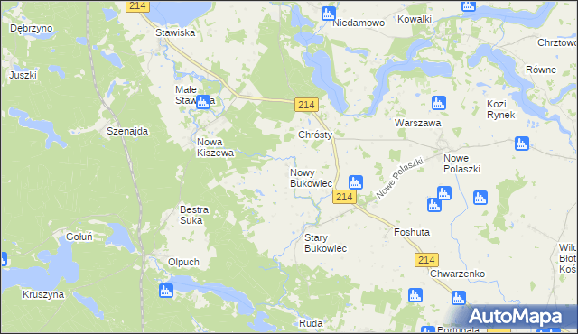 mapa Nowy Bukowiec gmina Stara Kiszewa, Nowy Bukowiec gmina Stara Kiszewa na mapie Targeo