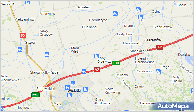 mapa Nowy Drzewicz, Nowy Drzewicz na mapie Targeo