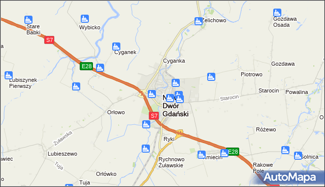 mapa Nowy Dwór Gdański, Nowy Dwór Gdański na mapie Targeo