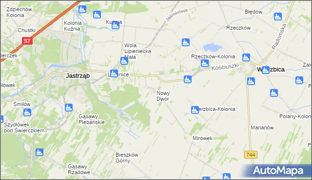 mapa Nowy Dwór gmina Jastrząb, Nowy Dwór gmina Jastrząb na mapie Targeo