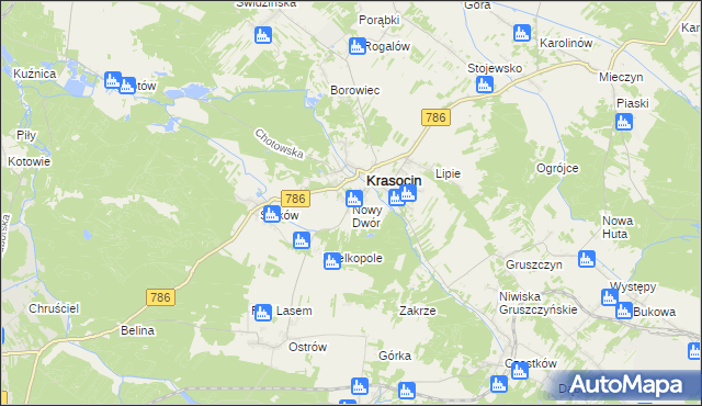mapa Nowy Dwór gmina Krasocin, Nowy Dwór gmina Krasocin na mapie Targeo