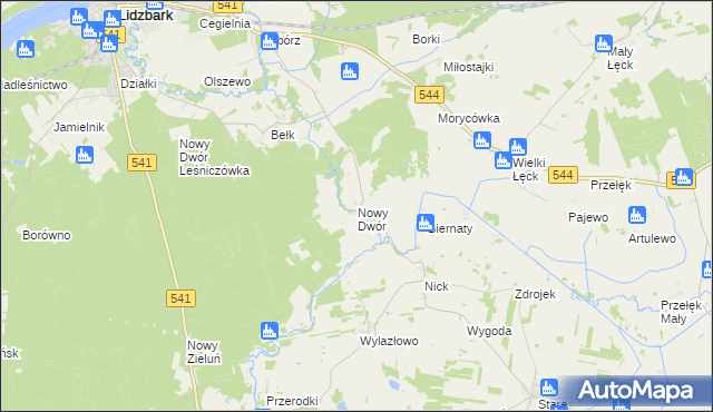 mapa Nowy Dwór gmina Lidzbark, Nowy Dwór gmina Lidzbark na mapie Targeo