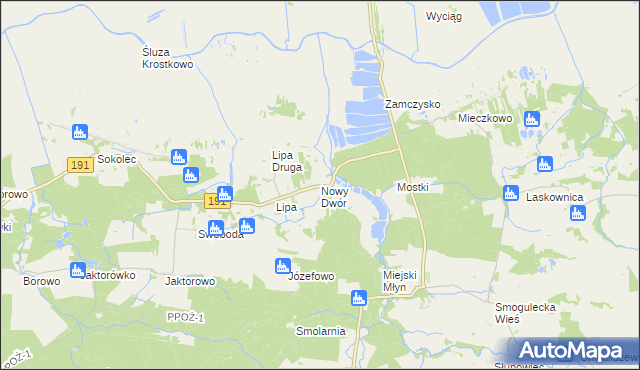 mapa Nowy Dwór gmina Szamocin, Nowy Dwór gmina Szamocin na mapie Targeo