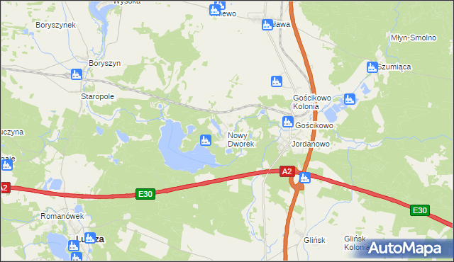 mapa Nowy Dworek gmina Świebodzin, Nowy Dworek gmina Świebodzin na mapie Targeo