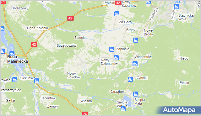 mapa Nowy Dziebałtów, Nowy Dziebałtów na mapie Targeo