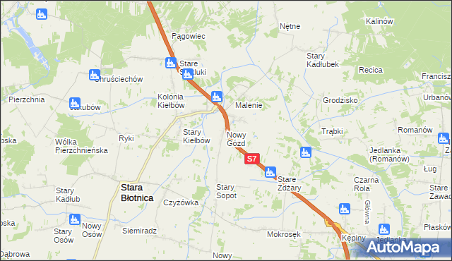 mapa Nowy Gózd, Nowy Gózd na mapie Targeo