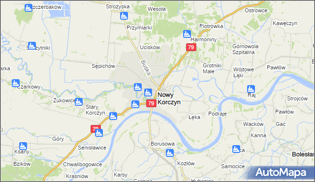 mapa Nowy Korczyn, Nowy Korczyn na mapie Targeo