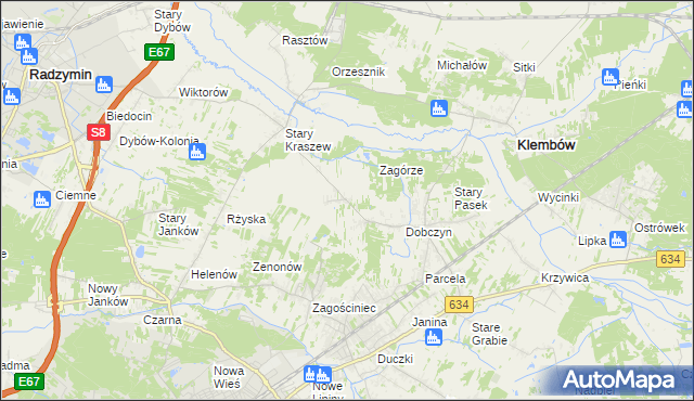 mapa Nowy Kraszew, Nowy Kraszew na mapie Targeo