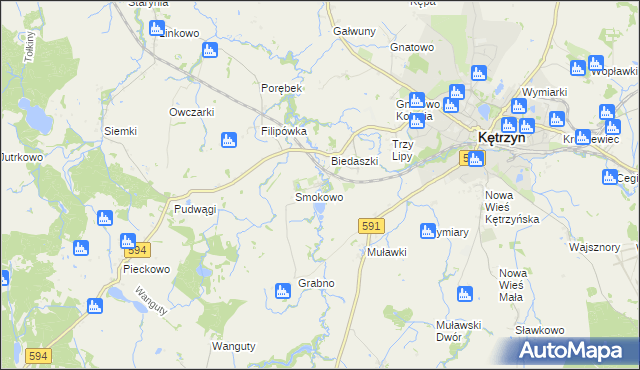 mapa Nowy Młyn gmina Kętrzyn, Nowy Młyn gmina Kętrzyn na mapie Targeo