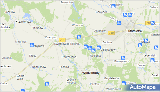 mapa Nowy Świat gmina Wodzierady, Nowy Świat gmina Wodzierady na mapie Targeo