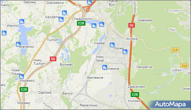 mapa Nowy Świat gmina Żukowo, Nowy Świat gmina Żukowo na mapie Targeo