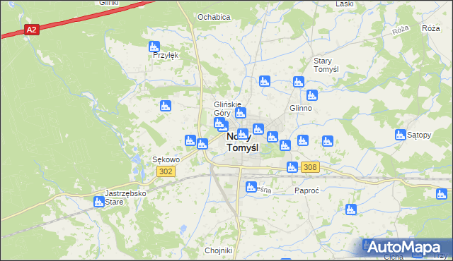 mapa Nowy Tomyśl, Nowy Tomyśl na mapie Targeo