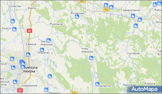 mapa Nowy Waliszów, Nowy Waliszów na mapie Targeo