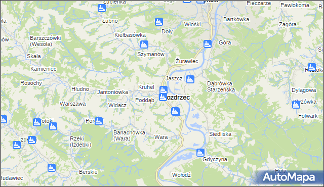 mapa Nozdrzec, Nozdrzec na mapie Targeo